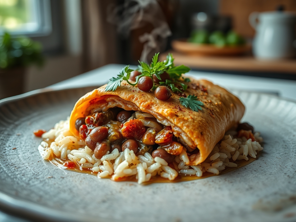 Burrito de frijoles y arroz