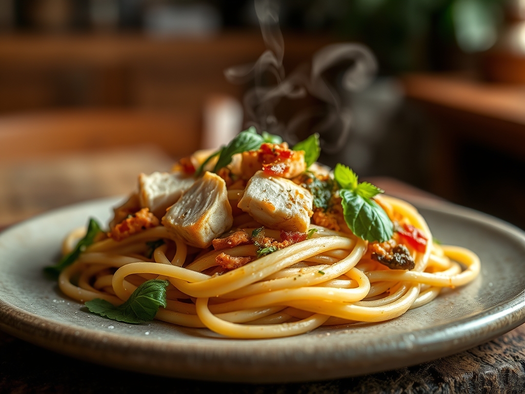 Ensalada de pasta con pollo
