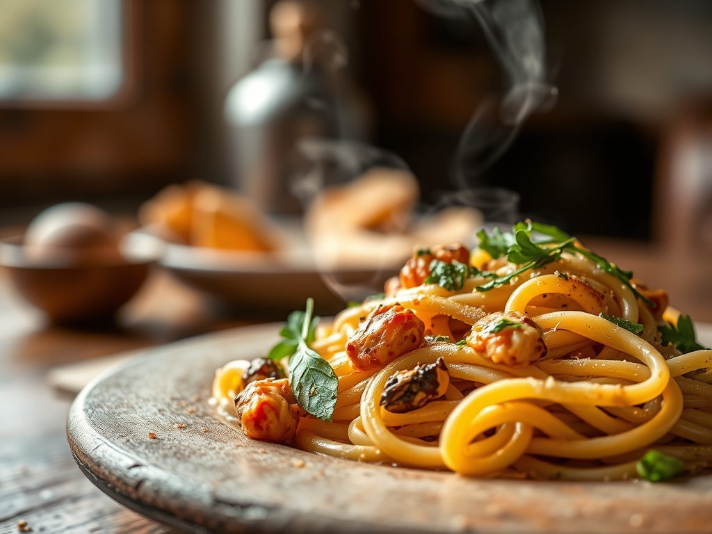 Pasta con champiñones express
