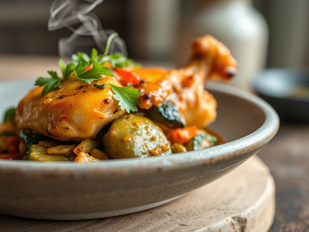 Pollo con verduras al wok