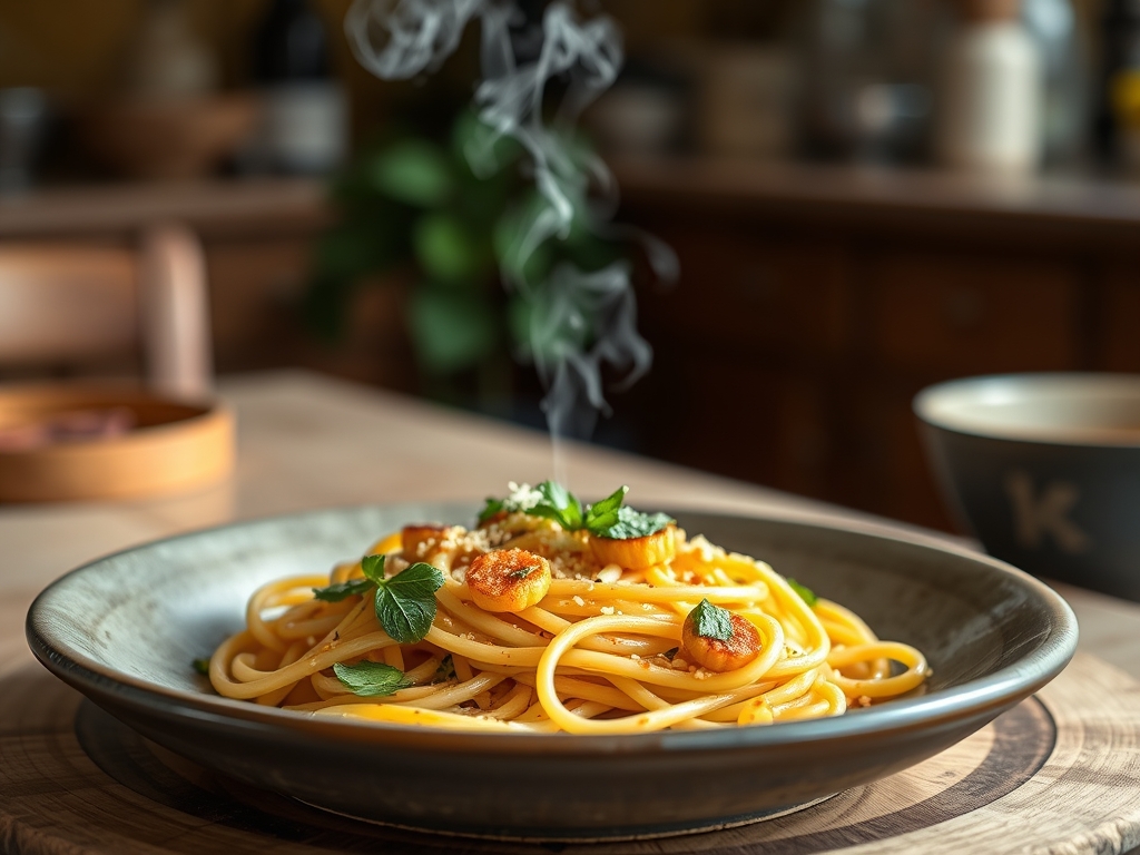 Pasta con salsa de limón y ajo