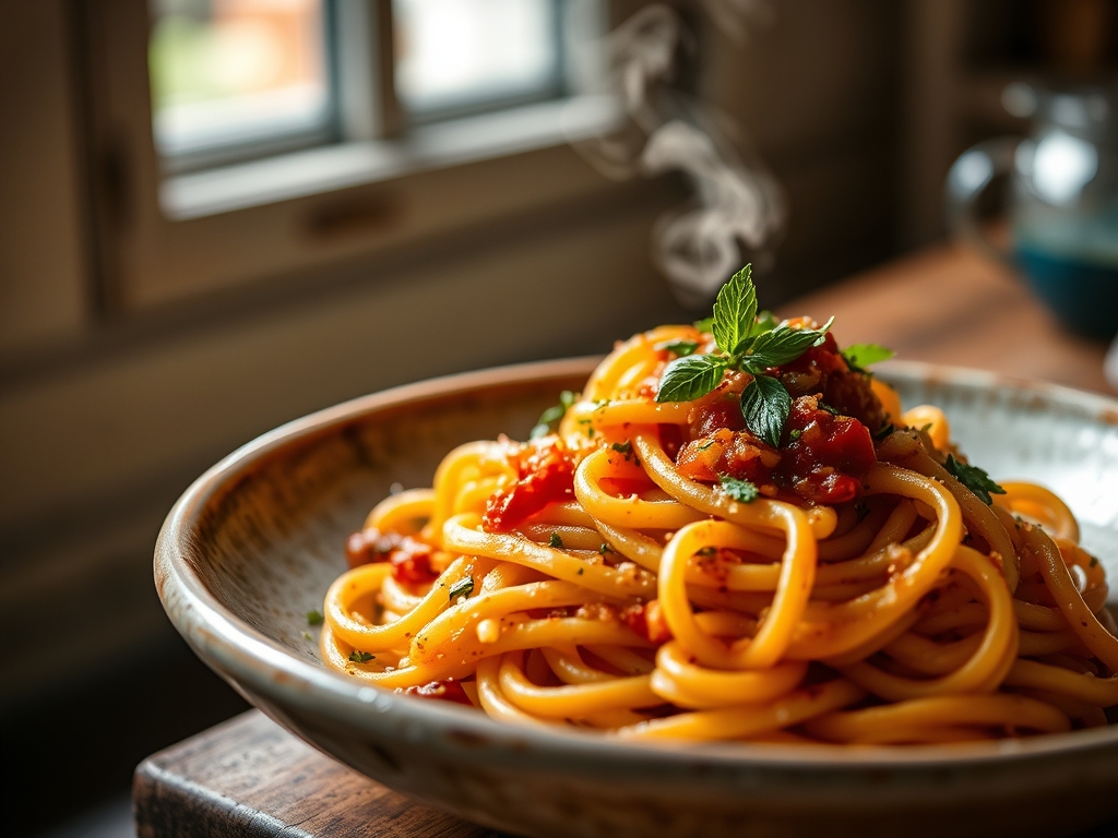 Pasta con salsa de nueces veloz