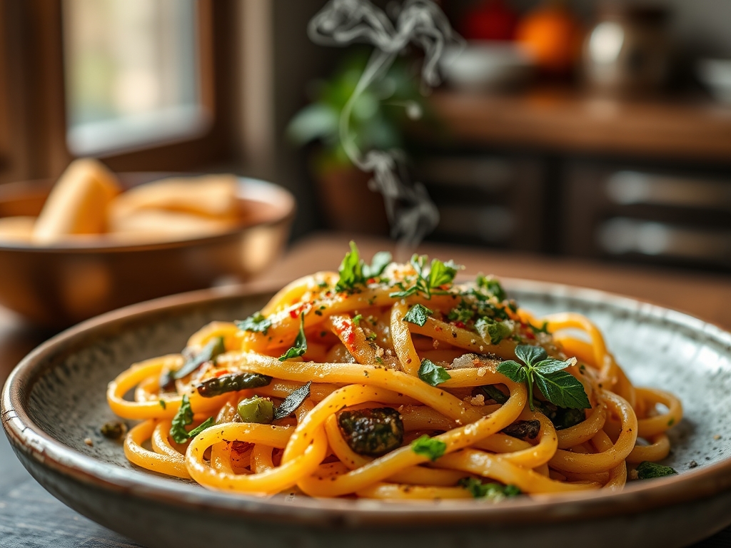 Pasta con verduras de temporada